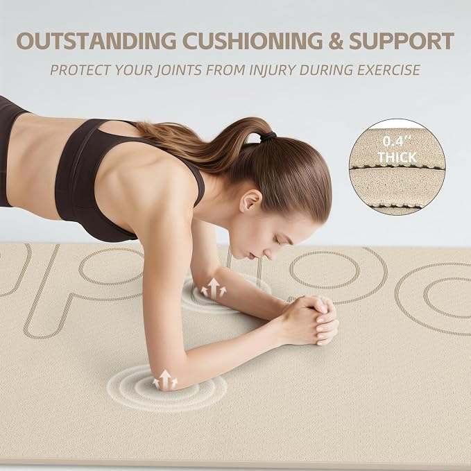 PAIDU Large Yoga Mat, 72" x 36" x 2/5"（10MM） Thick Non-Slip Exercise Mat, SGS-Certified POE Material, Ideal for Home Gym, Yoga, Pilates, Fitness Workouts & Floor Mat