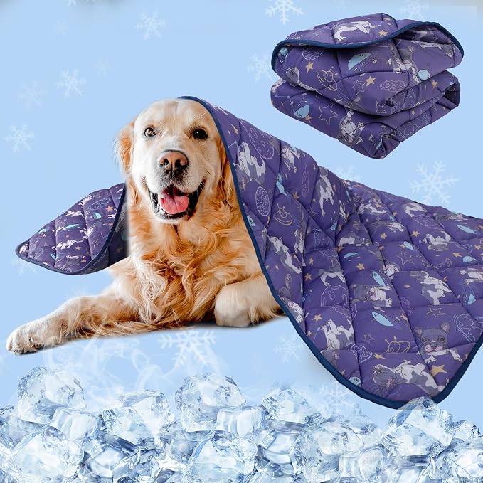 Cooling Blanket for Dogs, Dog Cooling Mat & Bed, Q-MAX>0.42- Lightweight, Durable & Breathable Pet Throw for Sofa, Car and Furniture Protector, Reversible Design, 40"x60"