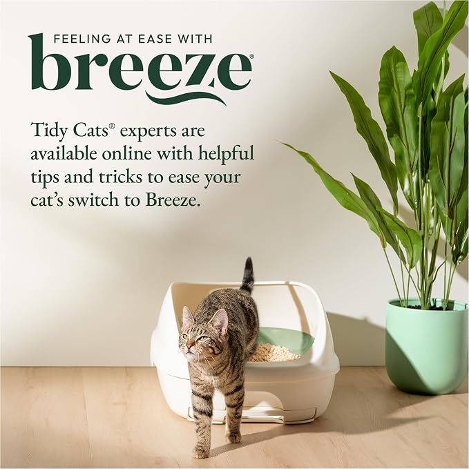 Purina Tidy Cats Breeze Cat Litter Box System Kit with Pellets & Pads | Cat litter box with scoop, plus Zeolite pellets and cat litter pads, easy-to-use kit for odor control