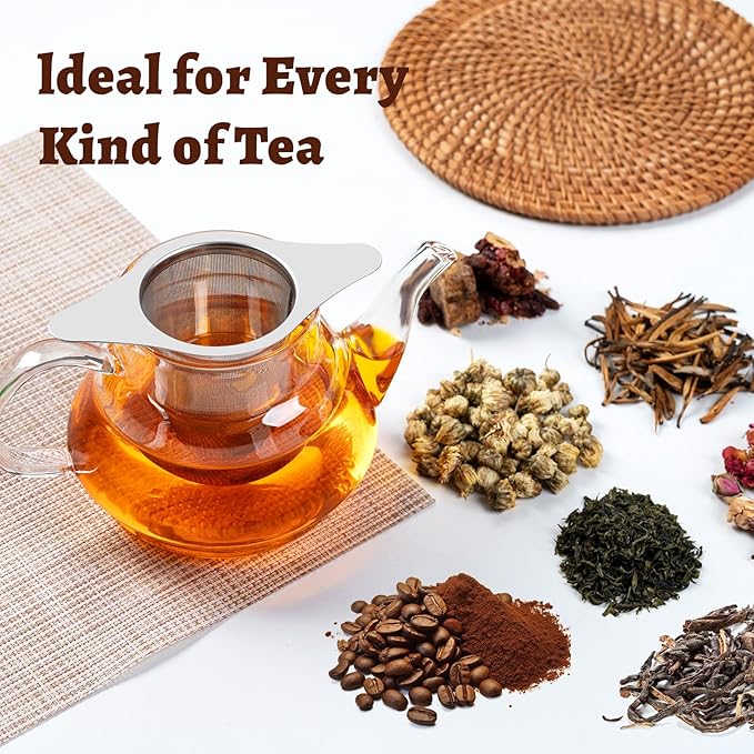 FrutPunch Loose Leaf Tea Infuser with Lid Set of 2, Ultra-Fine Mesh Tea Strainer, Large Capacity, Double Handles, Can be Hung on Teapot, Cup, Gift for Tea Lovers