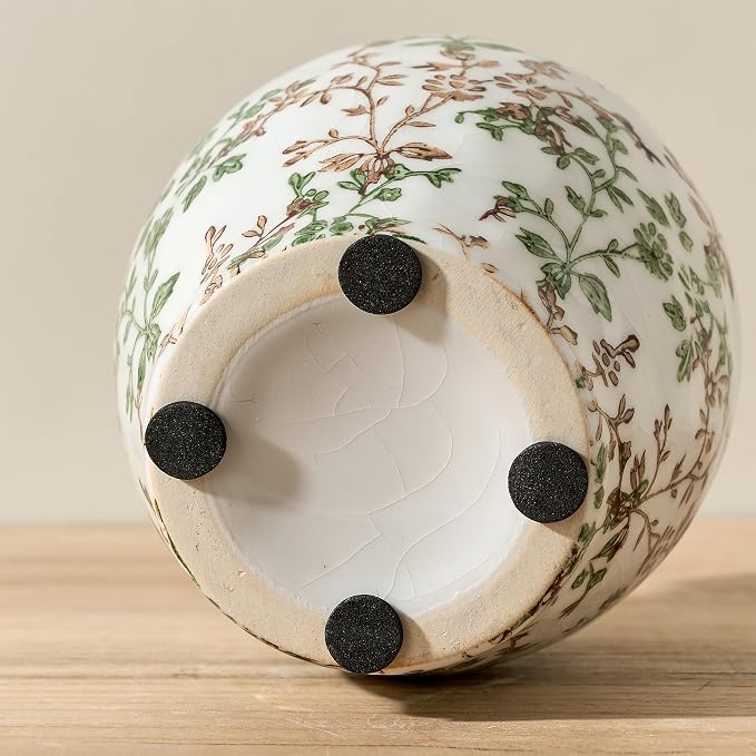 5.63" Ceramic Flower Decorative Antique Vase, Vintage Rustic Chinoiserie Floral Vase for Home Decor, Living Room, Bookshelf, Office, Entryway, Garden, Chinoiserie Decor, Tuscan Decor
