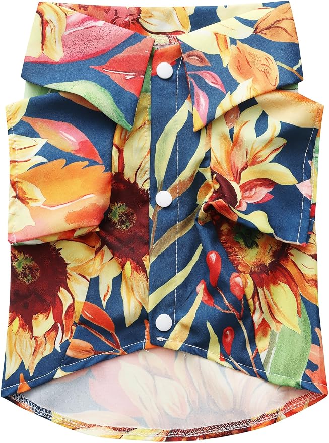 Dog Shirt Hawaiian, Pet Summer T-Shirts Dog Style Floral Breathable Cool Clothes Hawaiian Shirts Gifts for Owner and Pet Shirts are Sold Separately