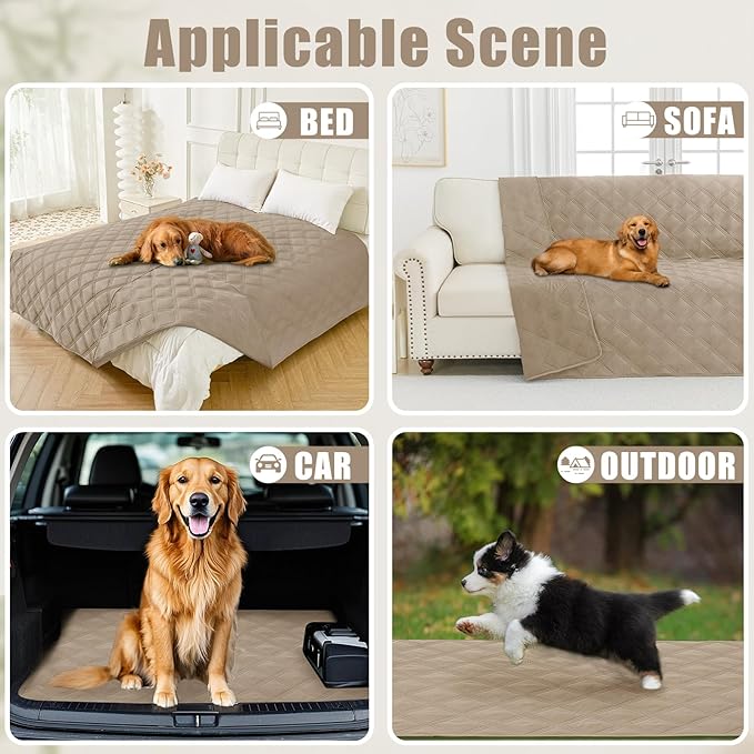 Smiry Waterproof Dog Bed Cover, Reversible Pet Blanket for Sofa Couch | Soft Washable Dog Blanket, Leakproof Couch Cover for Dogs Cats & Furniture Protection, 52x82, Taupe/Taupe
