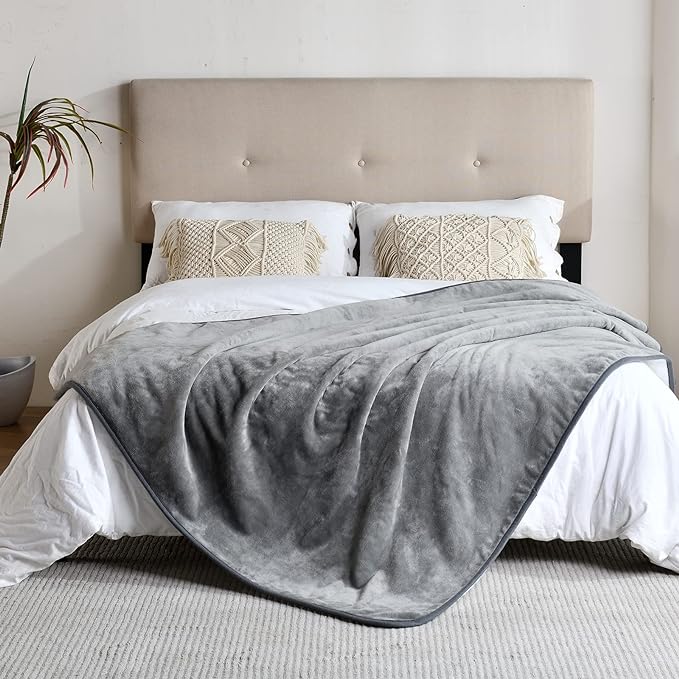 Soft Waterproof Blanket for Bed Couch Sofa, Grey, 60x80 inches | Liquid Pee Proof Pet Blanket for Dog Puppy Cat, Reversible Sherpa Fleece Blanket for Couch Cover, Furniture Protector