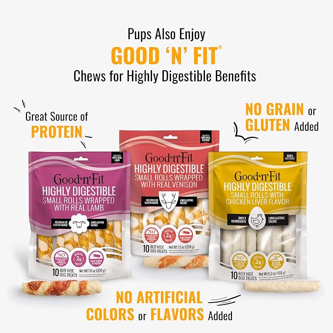 Good N Fun Kabobs Long-Lasting Dog Treat with Real Protein, 48 oz (4 Pk) | Premium Chicken, Pork and Beef Hide Chew, Supports Dental Health and Mental Stimulation, For Adult Dogs