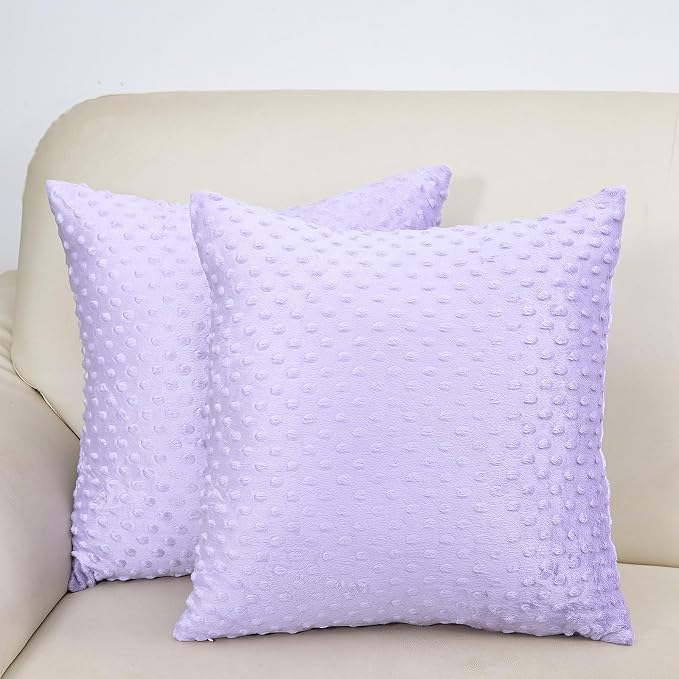 Water Resistant Polyester Pillow Inserts with Plush Dot Cover | Pack of 2 Square Form Indoor Decorative Pillow, Bed and Couch Pillows, 20 x 20 Inches, Orchid
