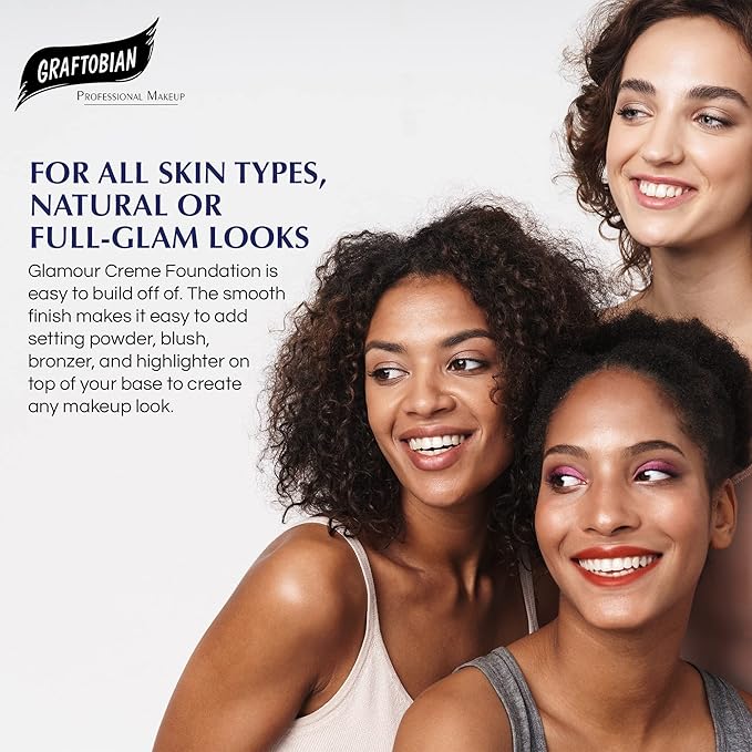 Graftobian HD Glamour Crème Foundation 1/2oz, Weightless Full Coverage Makeup, 65 Inclusive Shades, For All Skin Types, Natural or Full-Glam Looks, For Professionals and Beginners, Cedar Spice