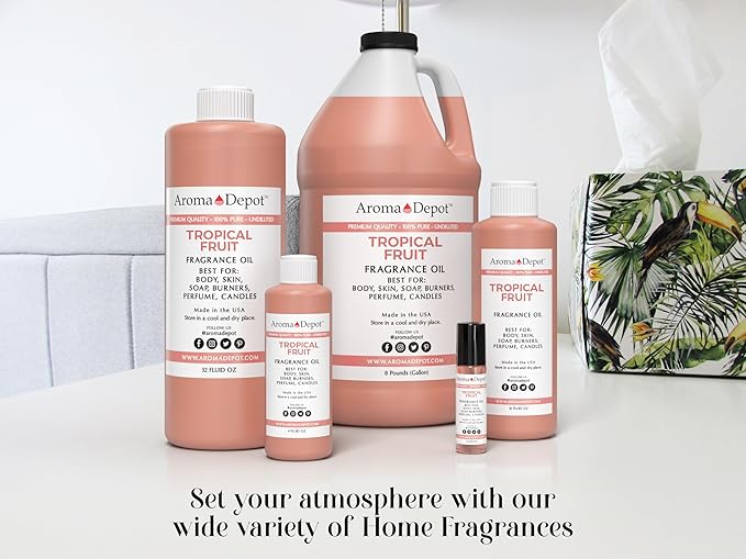 Aroma Depot Tropical Fruit 4 fl oz. Fragrance Oil I Perfume I Skin Oil I Scented Oil for DIY Projects Bath Bombs, Body Butters, Creams & Lotions. Works for Diffuser, Burners, or Warmers.