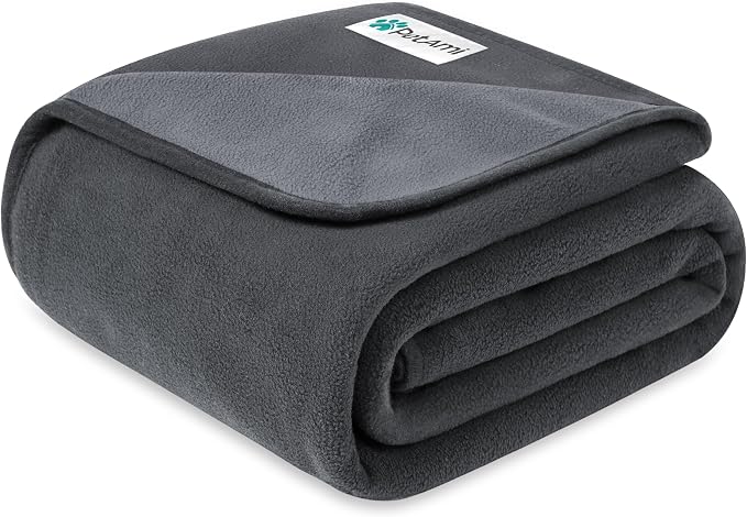 PetAmi Waterproof Dog Blanket for Small Medium Dogs Cats, Pee Proof Reversible Cat Blanket for Kitten Puppy, Soft Fleece Washable Pet Throw for Couch Car Crate Liner, 29x40 Gray
