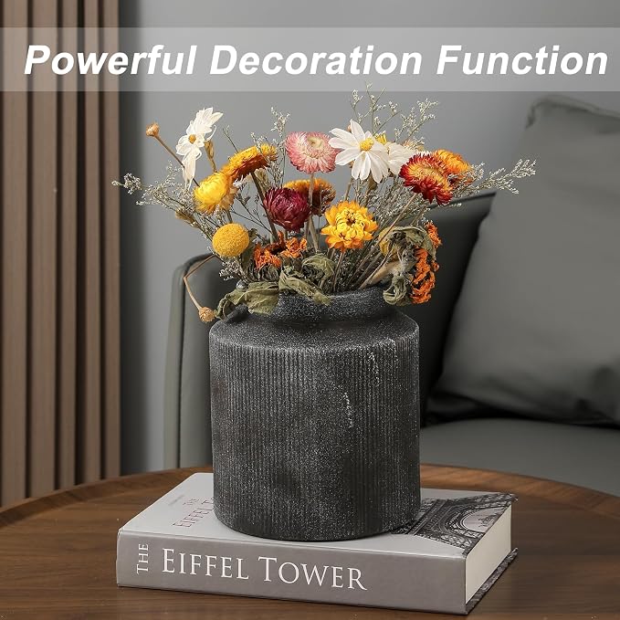 Farmhouse Vase for Home Decor, Vintage Rustic Terracotta Flower Vase Suitable for Home Decor, Living Room, Shelf, Dining Table. 7IN（Frosted Dark Blue） ZSHLXM