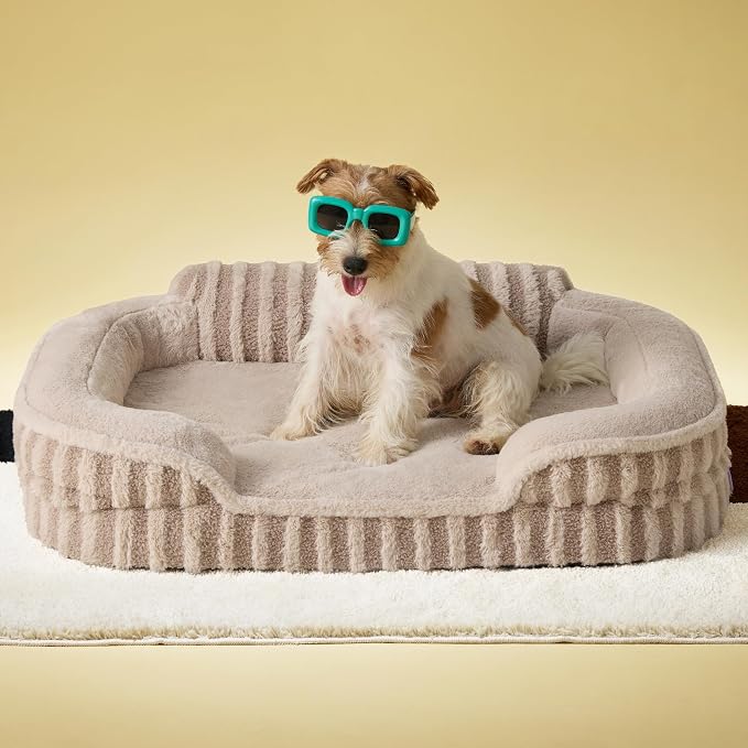 LE SURE Cute Cozy High Back Orthopedic Dog Beds Medium Size Dog,28" Hazel | Waterproof Pet Bed with Sides, Aesthetic Comfy Egg-Crate Foam Pet Couch Sofa, Removable Washable Cover, Non-Slip Bottom