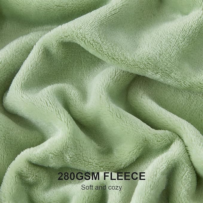 Hansleep King Sage Green Fleece Blanket, Soft Flannel Bed Blanket | Fuzzy Cozy Blanket 90x108 Inches, Multi-use for Bed, Sofa, Couch, Travel, Camping, All Season Warm Lightweight Cover