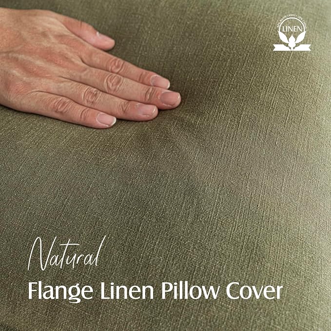 Foindtower Pack of 2, Decorative Linen Solid Throw Pillow Covers Soft Accent Cushion Case Boho Farmhouse Pillowcase for Chair Couch Sofa Bedroom Living Room Home Decor 24 x 24 Inch Olive Green