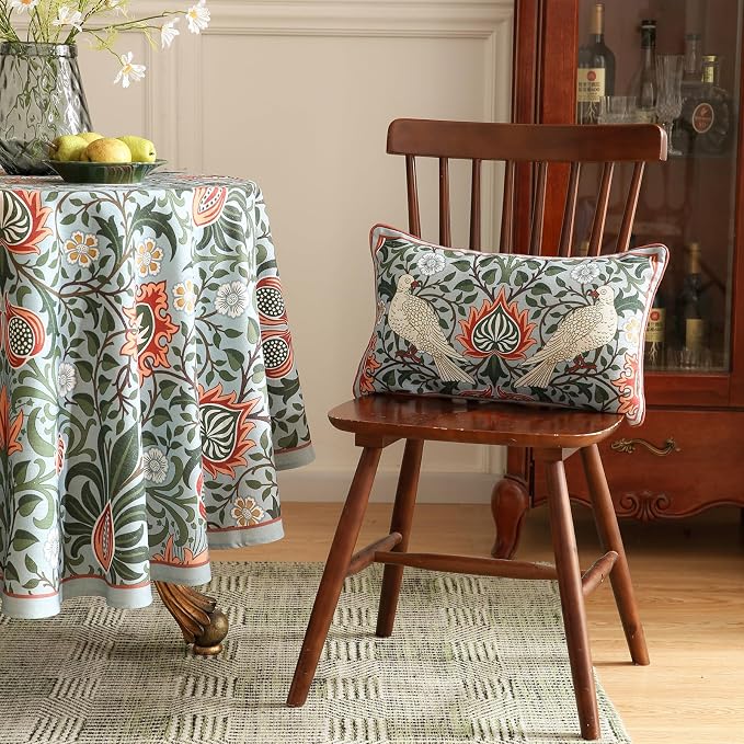 Vintage Linen Throw Pillow Cover,Set of 2,20"x12"-Naples D | Designer French Elegant Pillow Cover,Concealed Zipper Design,Floral Pattern,Sofa,Bedroom,Living Room,Lounge Chairs