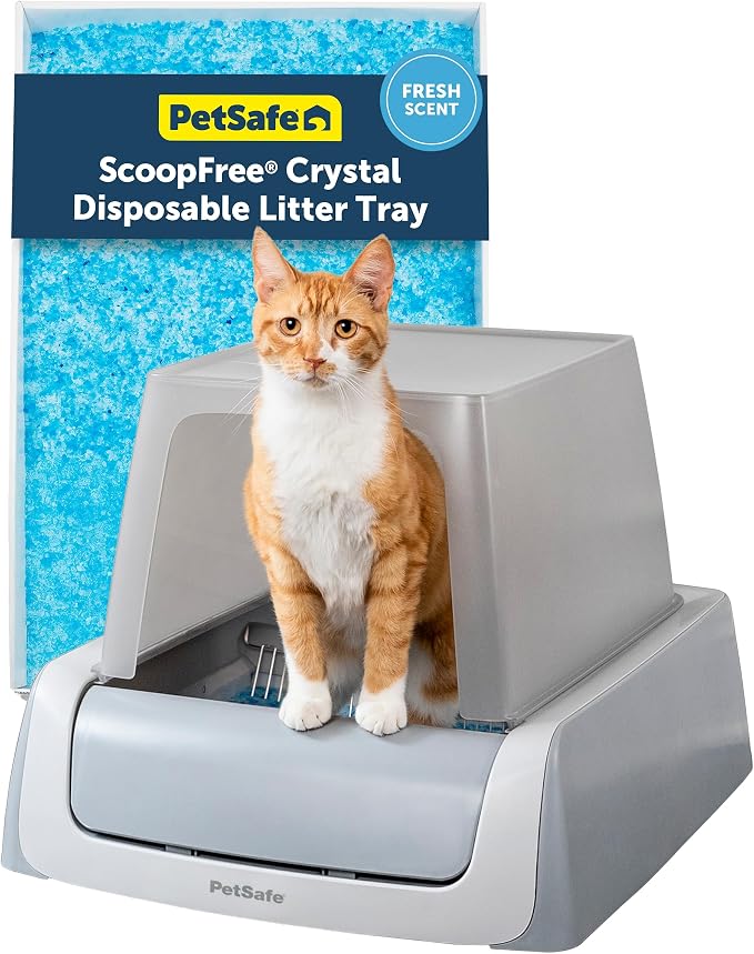 PetSafe ScoopFree Crystal Pro Legacy Self-Cleaning Litter Box, Front-Entry | Hands-Free Automatic Cleaning, Advanced Odor Control, Health Counter Display, Includes 1 Disposable Crystal Litter Tray