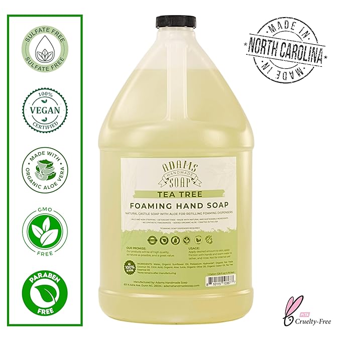 Adams Handmade Soap Liquid Foaming Soap 1 Gal - Tea Tree