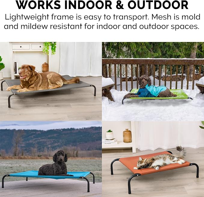 FurHaven Elevated Pet Cots - Cooling & Breathable Nylon Mesh Hammock for Small Dogs & Cats/Easy-to-Assemble/Durable and Reinforced/Perfect for Rest & Relaxation Outdoors - Terracotta Red, Small