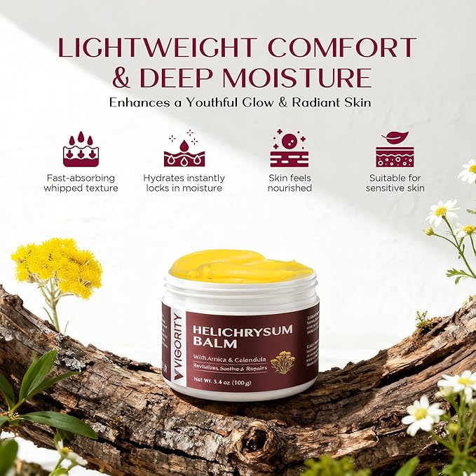 Vigority Helichrysum Balm: Restorative Cream with Arnica & Calendula - Moisturizes & Revitalizes Face & Body (2-Pack(6.8 oz - Original))