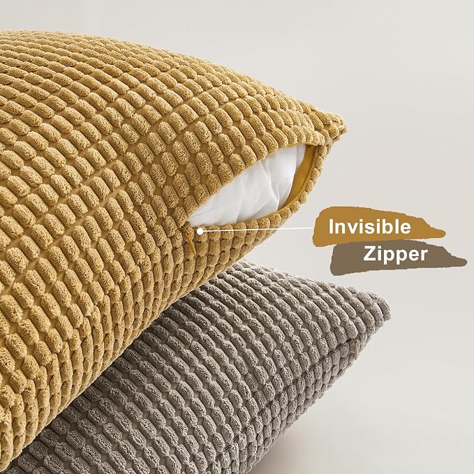 Topfinel 4 Packs Rust Boho Decorative Throw Pillow Covers 16x16 Inch for Living Room Couch Bed, Western Rustic Modern Home Decor, Soft Corduroy Small Bulge Accent Square Cushion Case 40x40 cm