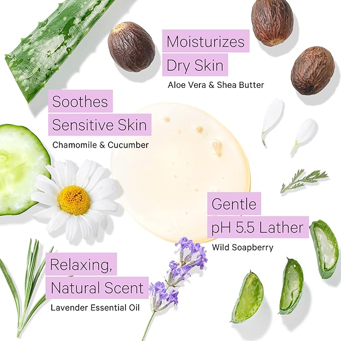 Tree to Tub Lavender Body Wash for Sensitive Skin & Dry Skin - pH Balanced Moisturizing Body Wash, Hydrating Sulfate Free Vegan Body Soap for Women & Men w/Organic Shea Butter, All Natural Aloe Vera