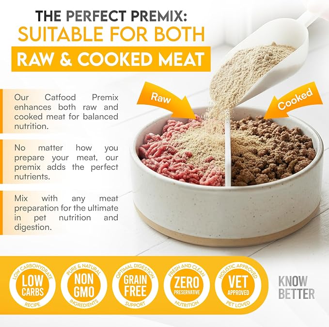 Cat Premix for Homemade Cat Food - Feline Premix for Raw or Cooked Meals with Taurine - Grain Free Meal Completer for Cats - Beef & Chicken Combo Pack - (2 Pack, 4.8 oz Each)