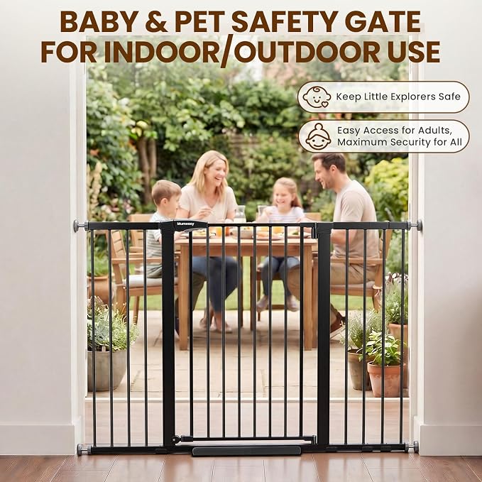 Mumeasy 36" Extra Tall Baby Gate for Stairs, 29.7-54.2" Wide Dog Gate for Doorways, Walk Thru Pet Safety Gate for Indoor, Pressure Mounted with Auto Close, Easy Install No Drill for Toddlers, Black