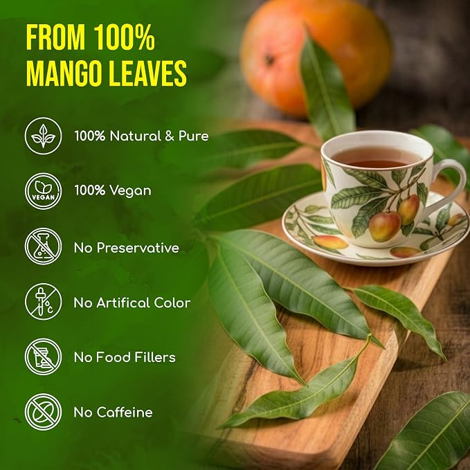 FreshDrinkUS, 8 oz Premium Dried Mango Leaves (Mangifera indica) – Cut & Sifted Loose Leaf for Herbal Tea – Natural Botanical Leaves for Hot & Iced Infusions – Non-GMO, No Additives, Resealable Pouch