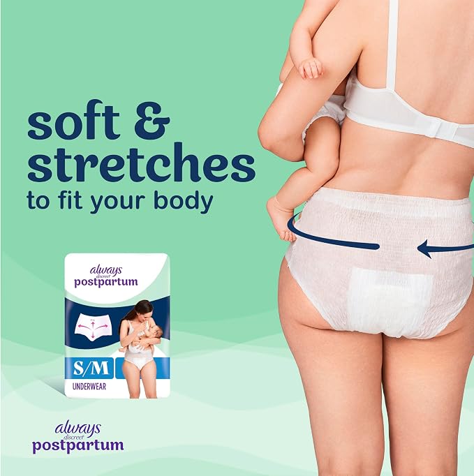 Always Discreet Postpartum and Adult Incontinence Underwear for Women, Small/Medium, Maximum Protection, 14 Count (Pack of 3)