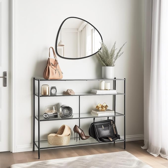 Asymmetrical Mirror, Irregular Wall Mirror, Wall Mirrors Decorative for Bedroom Living Room entryway Hall, Wall Mirror for mid Century Modern Decor 25" H x 20" W, Black