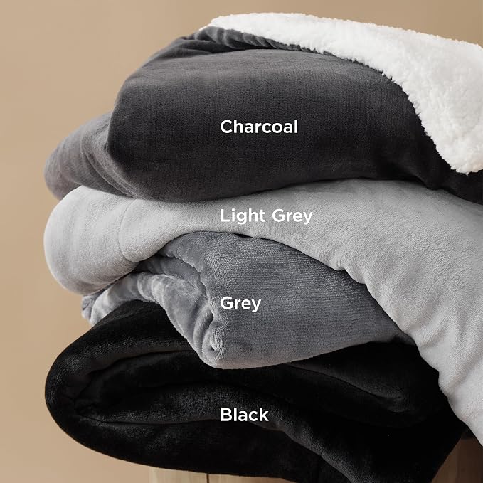 Bedsure GentleSoft Sherpa Fleece Cal King Blankets for Bed, Non-Heated, Thick and Warm Oversized Throw for Women and Men, Soft Fuzzy Plush Large Blanket for Winter, Charcoal, 112x98 Inches