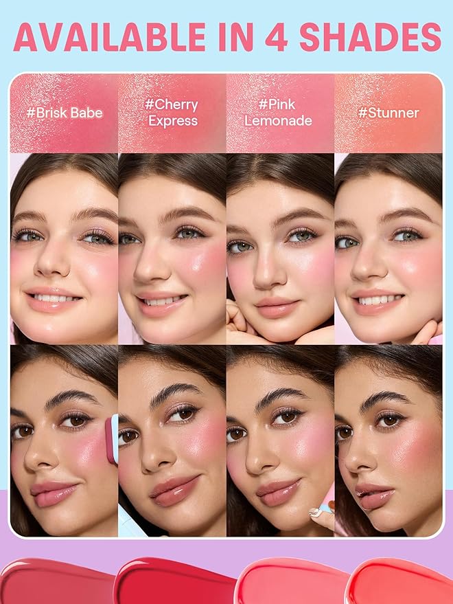 SHEGLAM Glass Glow Blush Stick Cream for Cheek and Lip, Waterproof Hydrating Tinted Solid Moisturizer Blendable Natural Grow Nude Face Blush Makeup-Brisk Babe