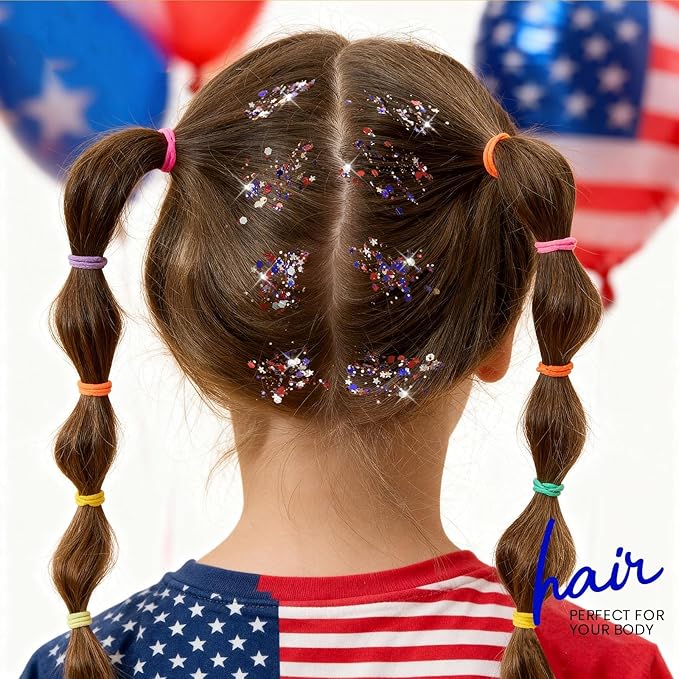Teenitor 80g Red White and Blue Body Glitter Face Glitter Gel, 4th of July Accessories Hair Glitter for Kids, Fourth of July Outfits for Women, Red White and Blue Face Paint for USA Independence Day