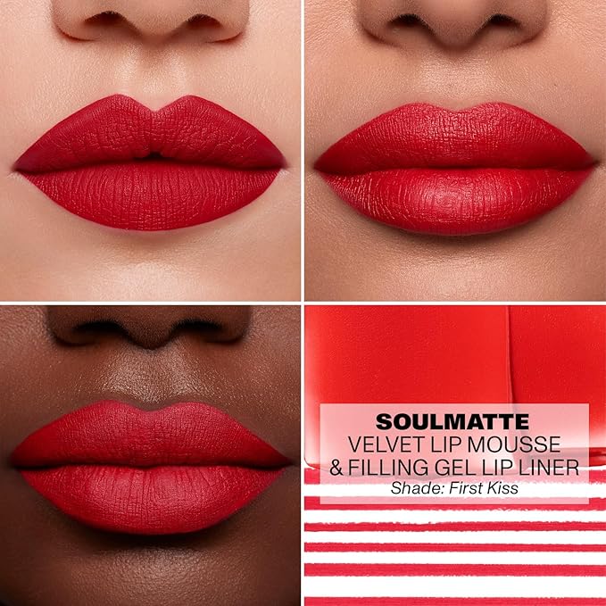 MORPHE Soulmatte Gel Lip Liner - Creamy Lip Pencil with a Matte Formula - Precision Contour Pencil with Sweet Almond & Tea Seed Oil for Long-Lasting Definition - First Kiss (0.007 oz) (Pack of 2)