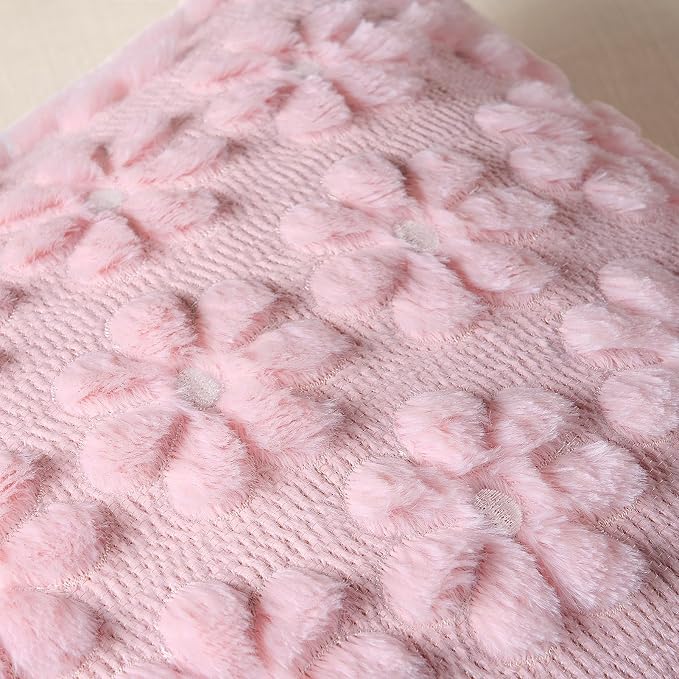 Softalker Spring Decorative Throw Pillow Covers 16 x 16 Inch Set of 2, Farmhouse Summer Floral Daisy Soft Faux Fur Cushion Covers, 3D Pillow Cases for Couch Bedroom Living Sofa Room Home Decor, Pink
