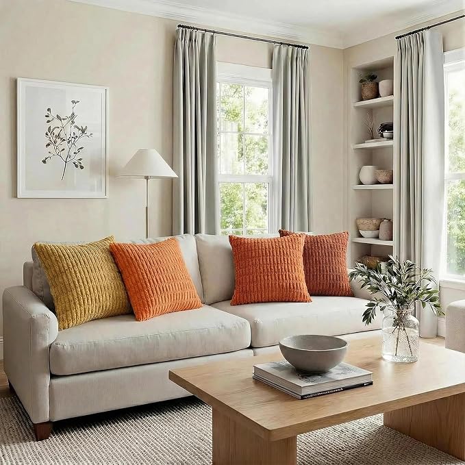 Fancy Homi 4 Packs Decorative Throw Pillow Covers for Living Room Couch Bed, Modern Farmhouse Boho Home Décor Accent Cushion Case, 28" x 28", Burnt Orange Series