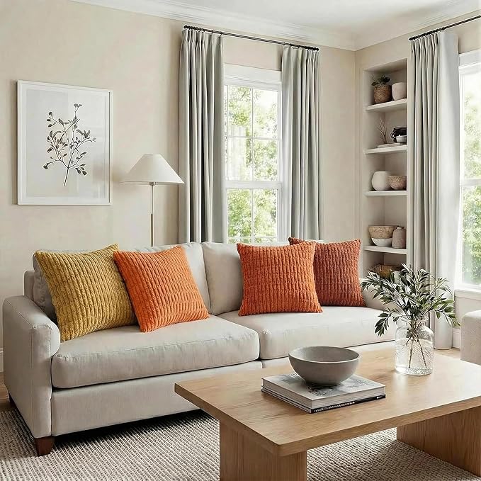 Fancy Homi 4 Packs Decorative Throw Pillow Covers for Living Room Couch Bed, Modern Farmhouse Boho Home Décor Accent Cushion Case, 16" x 16", Burnt Orange Series