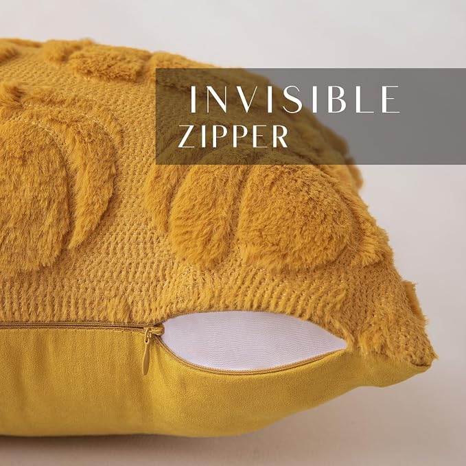 DFXSZ Fall Pillow Covers 18x18 2Pcs Yellow Pumpkin Fall Decoration for Home | Fall decor Set of 2 Throw Pillow Cases Soft Plush Faux Fur Wool Couch Cushion for Chair Sofa Bedroom Living Room Home Decor