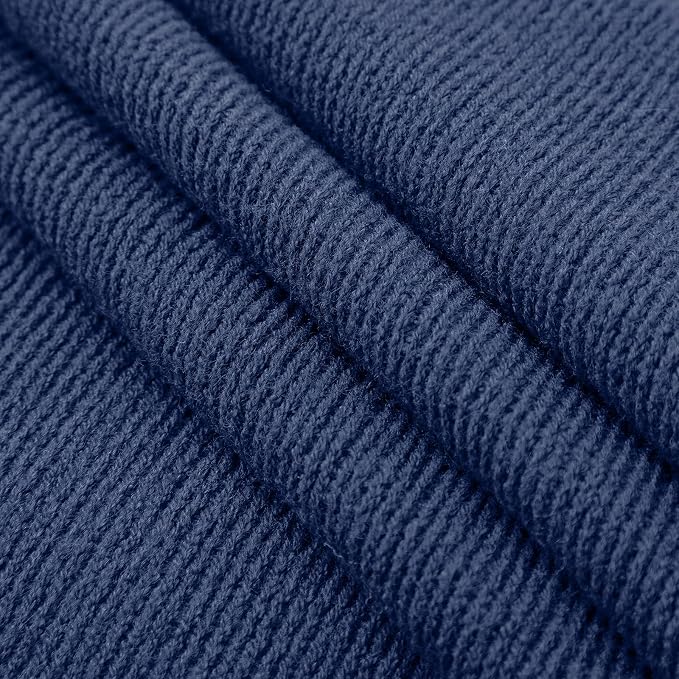 Vonty Royal Blue Knitted Throw Blanket with Tassels Fringe, 50x60 Acrylic | Super Soft And Lightweight, Year-Round Cozy Warmth, Farmhouse Decorative Style, Machine Washable, for Couch, Sofa or Bed