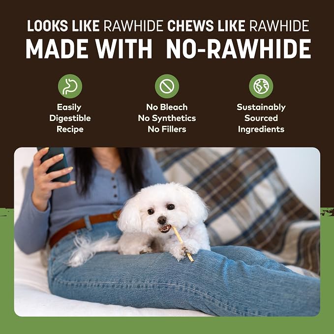Earth Animal No Hide Stix - Rawhide Free Dog Chews Sticks 20 Count Pork | Small Sticks Pork Flavored Natural Rawhide Free Long Lasting Dog Chews - Treats for Small Dogs and Cats