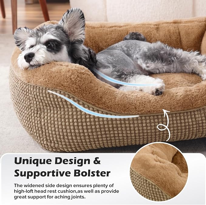 Small Dog Bed Washable Orthopedic Calming Warming Durable Pet Bed with Anti-Slip Bottom