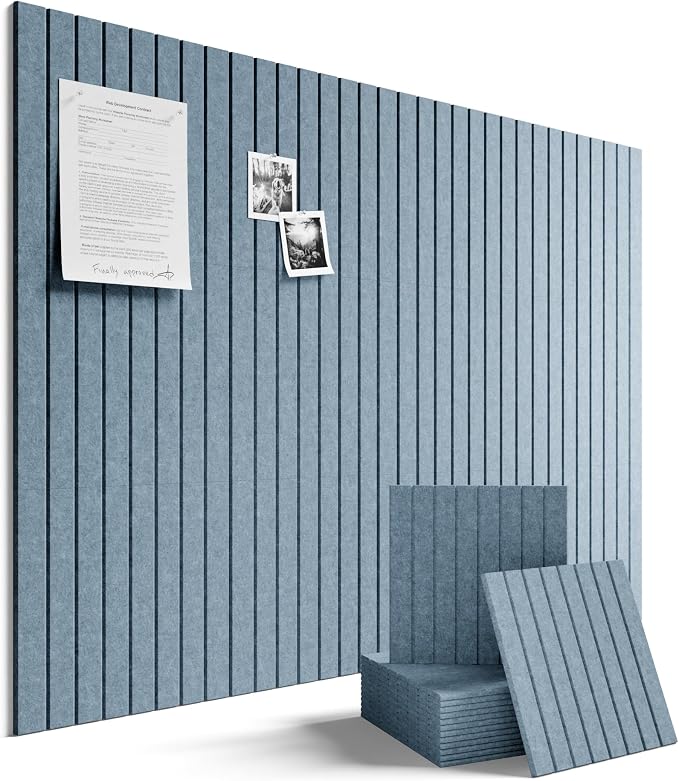 Fluxynara 48" x 36" Large Felt Bulletin Board, Dusty Blue | 12 Pack Cork Board Alternative with 60 Safe Adhesive Tabs, Felt Pin Boards for Wall Decor, Home, Office, Classroom, Dorm