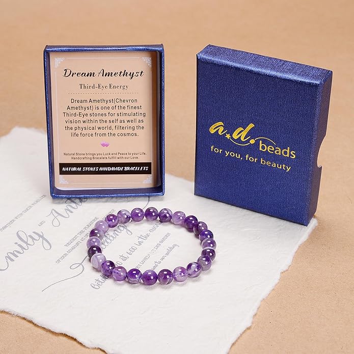 AD Beads Handmade Gemstone Stretch Elastic Bracelet Crystal Healing Reiki Nature's Beauty and Spiritual Essence Unisex