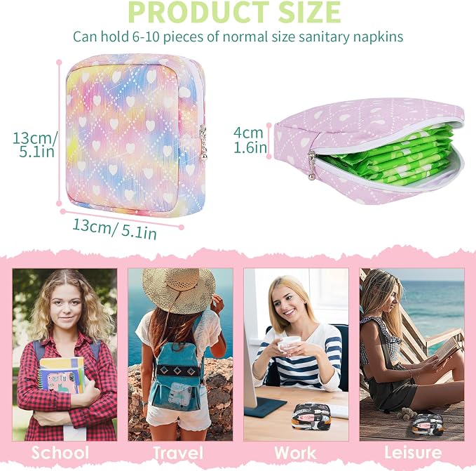 Sanitary Pad Storage Bag Portable Period Bag for Teen Pads/Sanitary Napkins/Small Tampons, Sanitary Napkin Storage Bag First Period Gifts for Teen Girls (Bowknot Bear)
