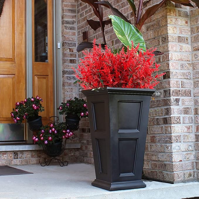 RECUTMS Artificial Outdoor Flowers,Faux Fall Plant Plastic Lavender Bouquet | 8Pcs,Red UV Resistant Faux Flowers fo Outdoor Planters,Spring Fall Decor,Lifelike Natural Fake Plant to Brighten Up Your Home