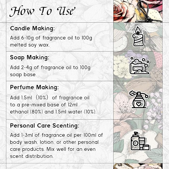 HIQILI White Jasmine & Mint Fragrance Oil for Diffuser, Candle, Soap & Perfume Making, Floral Herbal Scent with Fresh Tea Notes, Long-Lasting Scent - 1 Fl Oz
