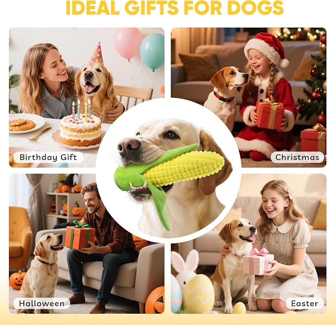 Vitscan Tough Corn Dog Toys for Aggressive Chewers Small Medium Large Breed