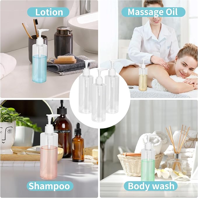 3 Sets Massage Lotion Holster Adjustable, Single Massage Bottle Bag and 10 Oz Plastic Dispenser Bottles, Black Massage Bottle Holster for Massage Therapist