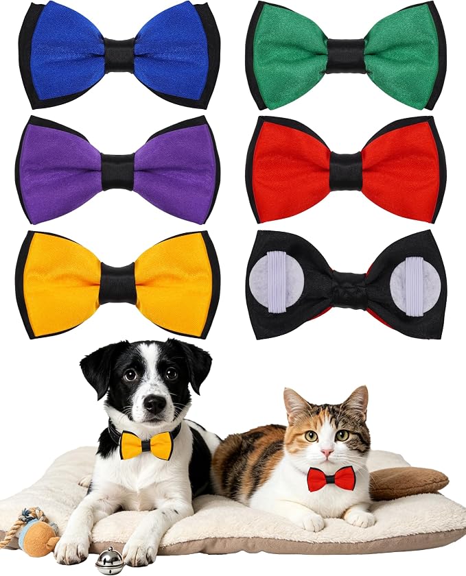 PET SHOW 5 Pack Mixed Color Dog Bowties for Small Dogs Slide on Collar