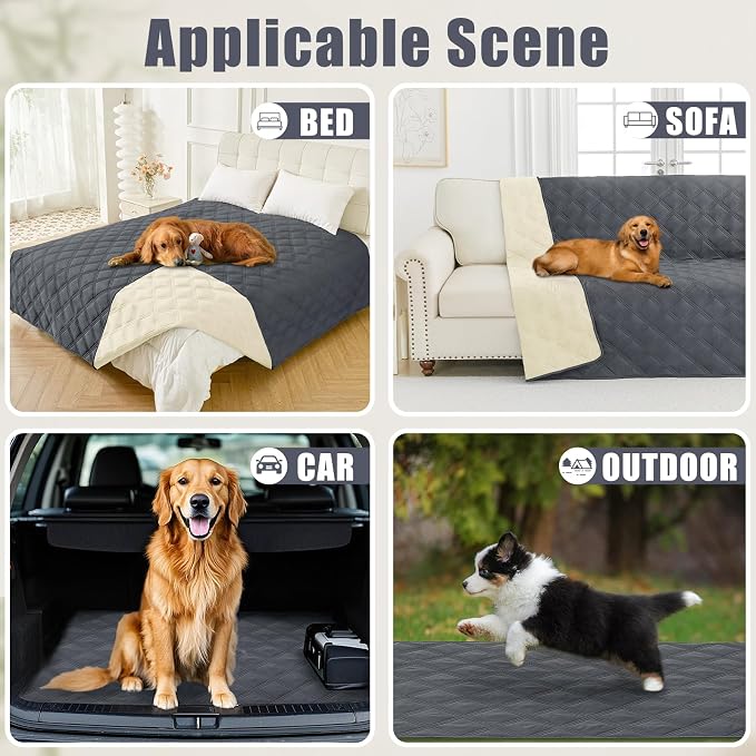 Smiry Waterproof Dog Bed Cover, Reversible Pet Blanket for Sofa Couch | Soft Washable Dog Blanket, Leakproof Couch Cover for Dogs Cats & Furniture Protection, 40x80, Dark Grey/Beige