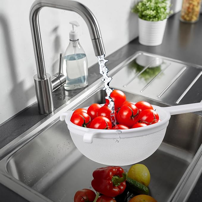 HIC Kitchen Double-Ear Fine Mesh Strainers, BPA Free, Set of 4 Sizes Includes 3, 4, 5.5, and 7-Inch Diameter